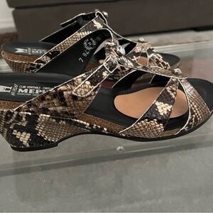 Mephisto Snakeskin Patterned Wedges - Black and Brown